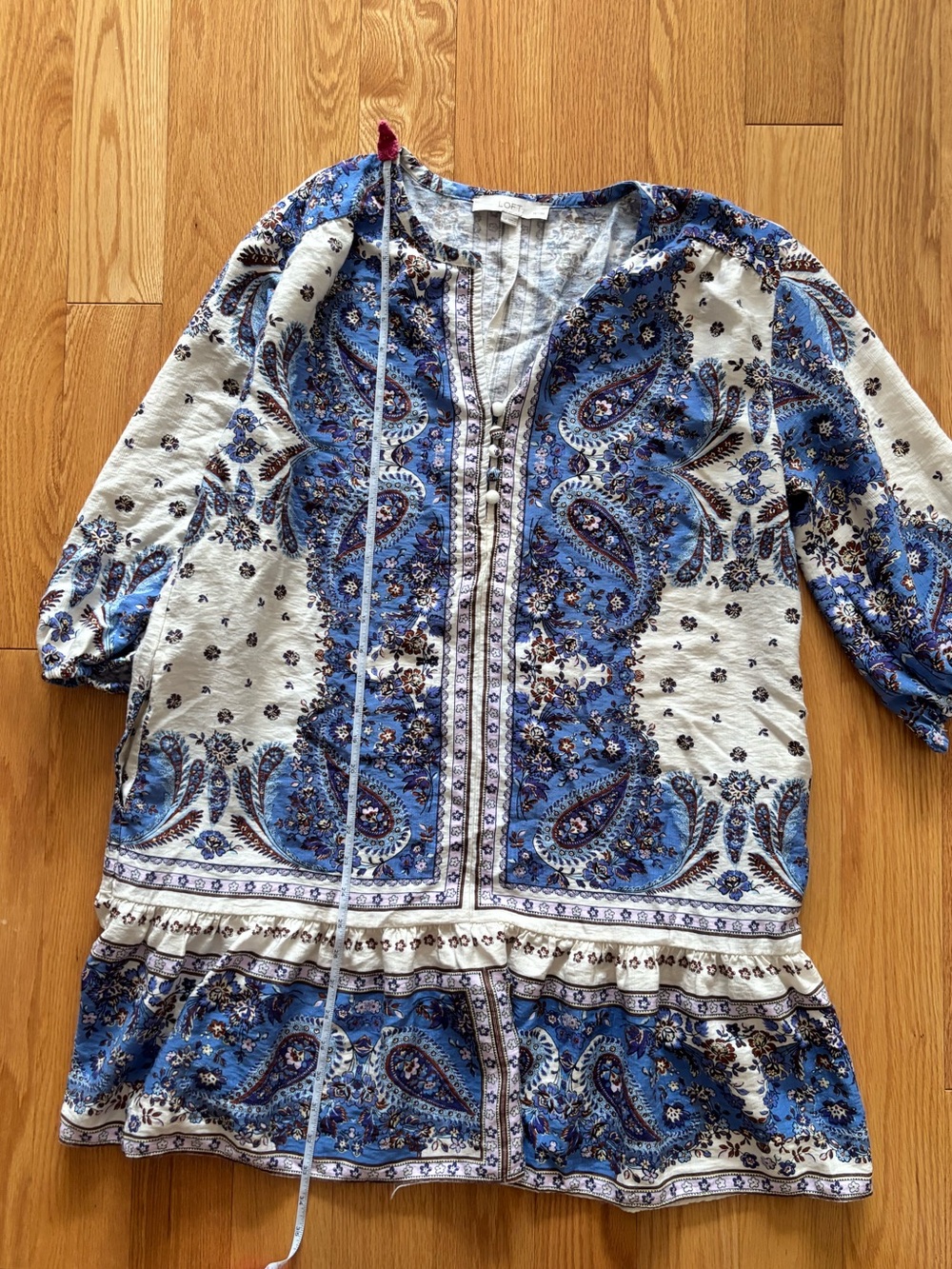 LOFT Blue and White Paisley Tunic Dress
